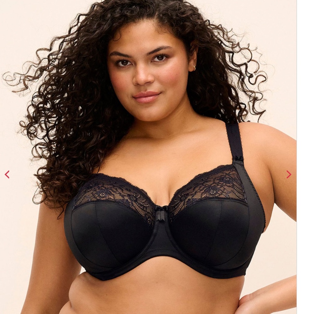 Elomi Morgan Stretch Banded Bra Woman 32L Black Lace Underwire EL4111